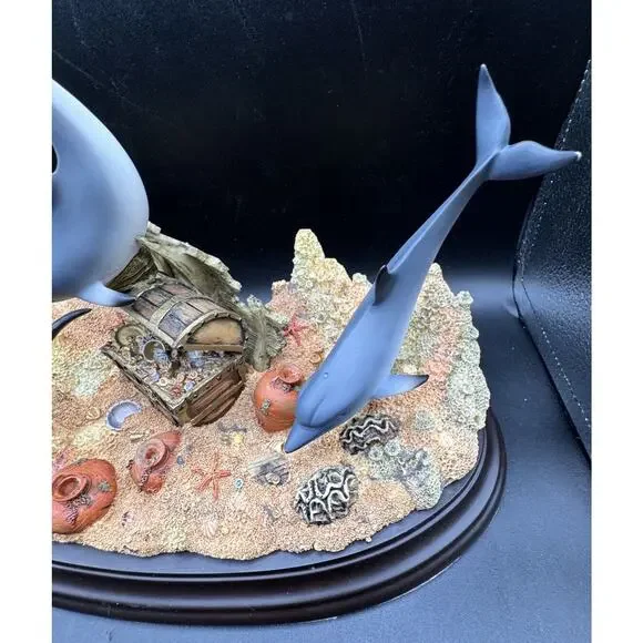 Rare Large Lenox Treasures of the Deep Dolphin Seabed & Gold Chest Vintage 2002